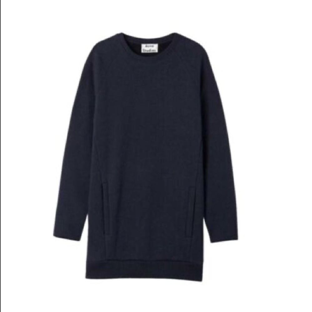acne studios fiery sweatshirt dress in navy